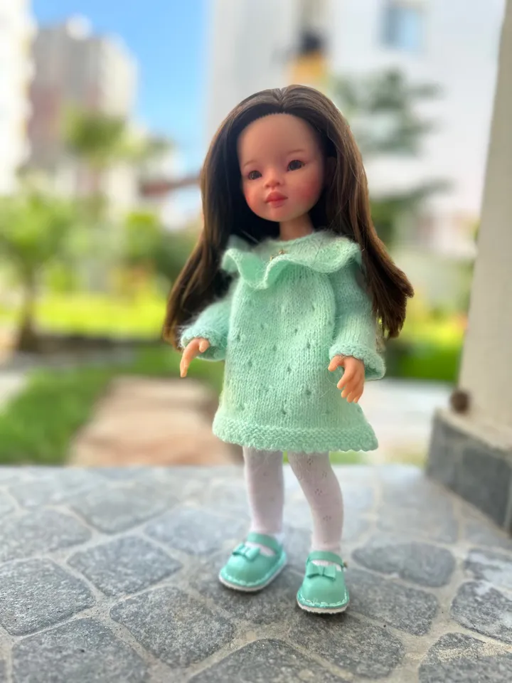 Paola Reina Doll Delight Set: Exclusive Handmade Outfit Dress, Tights, Shoes