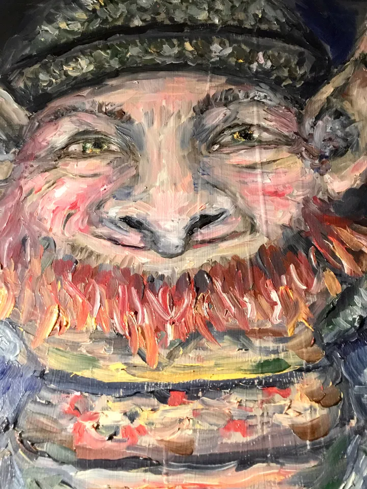 Leprechaun with a pot of gold,original oil painting on stretched canvas,home decoration,gift.