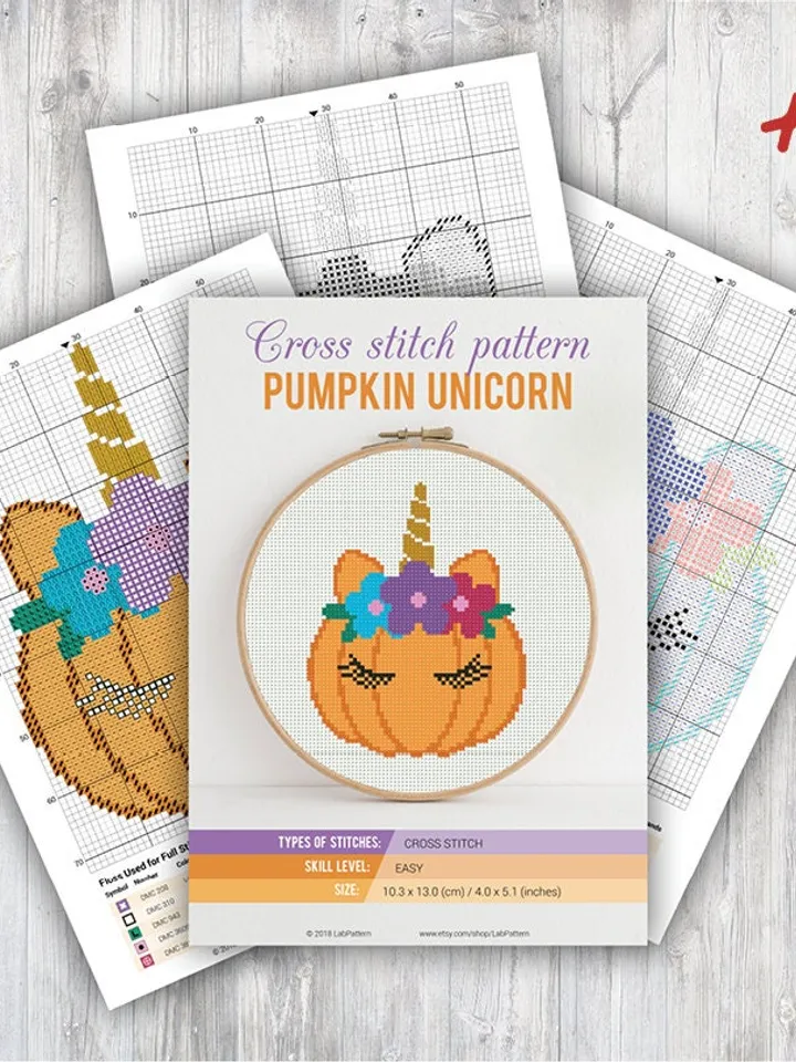Pumpkin Unicorn Happy Halloween Cross stitch pattern | Embroidery Pattern | Instant Download | Cross Stitch Patterns | Embroidery Designs