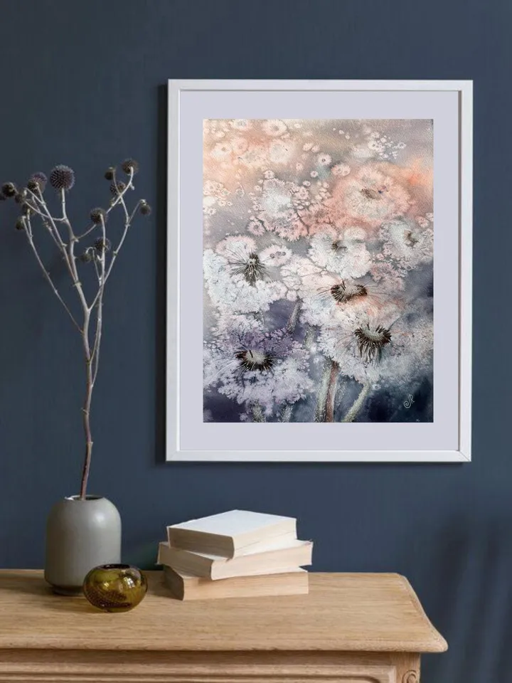 Flowers Original Painting Wildflowers Wall Art Dandelion Painting