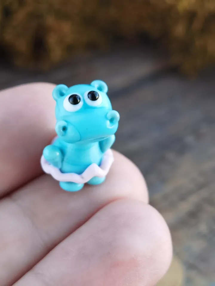Hippo figurine Hippo art Hippo gifts Hippo ornament Ballerina gifts Hippopotamus Hippo for Christmas Miniature animals Tiny glass animals