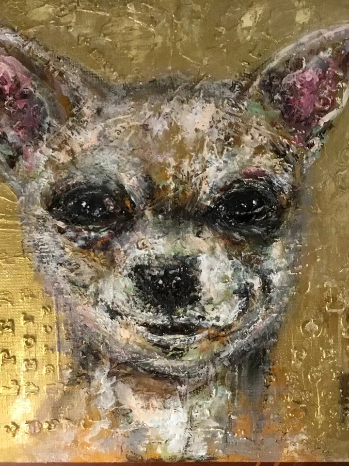 Chihuahua painting on canvas board,original acrylic mix media artwork,funny animals painting,gift for chihuahua lovers