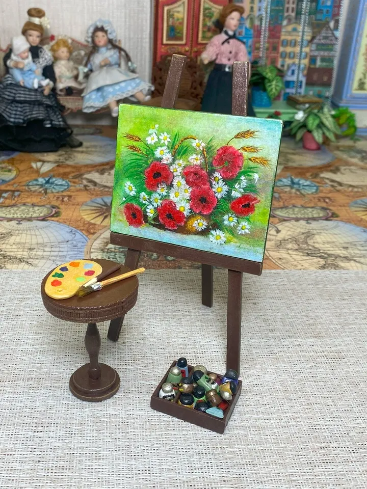 Artist's set. Doll miniature. 1:12. Furniture for dolls.