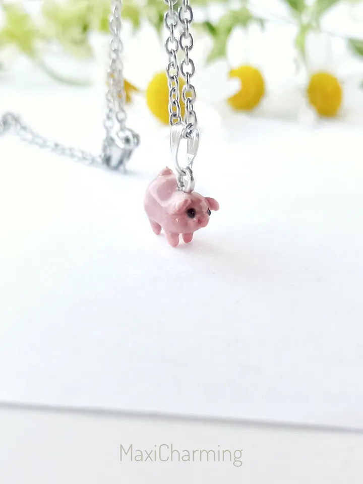 A pig necklace tiny size