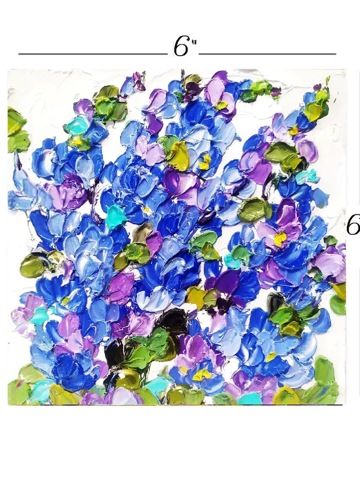 Texas Bluebonnet Painting Flower Original Art Impasto Oil Painting Floral Small Art 6 х 6 by ArtProkopaloSv