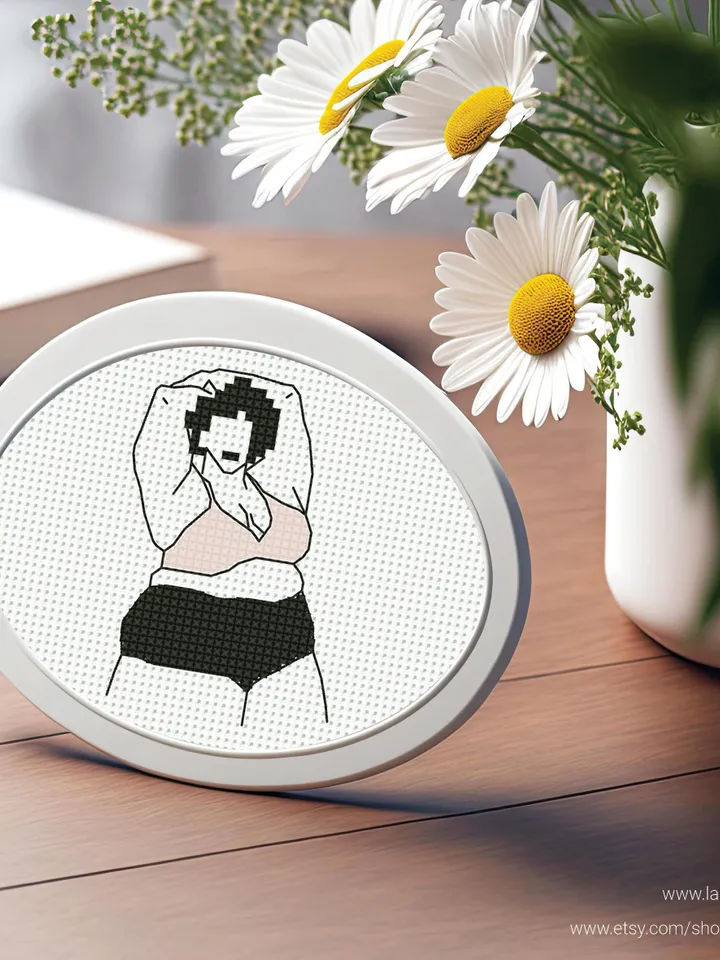 Bundle of 6 mini woman body art Cross stitch patterns, contemporary, Abstract, beginner counted, modern chart, DIY, embroidery, instant PDF