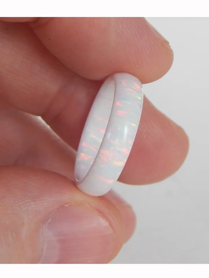 White opal ring. White wedding ring. White ring for the bride.