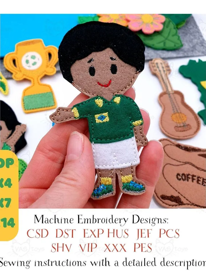Digital Countries Brazil Embroidery - Baby Shower Gift - DIY Project