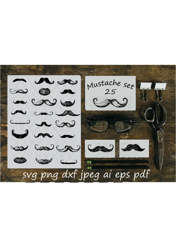 Mustache set digital print