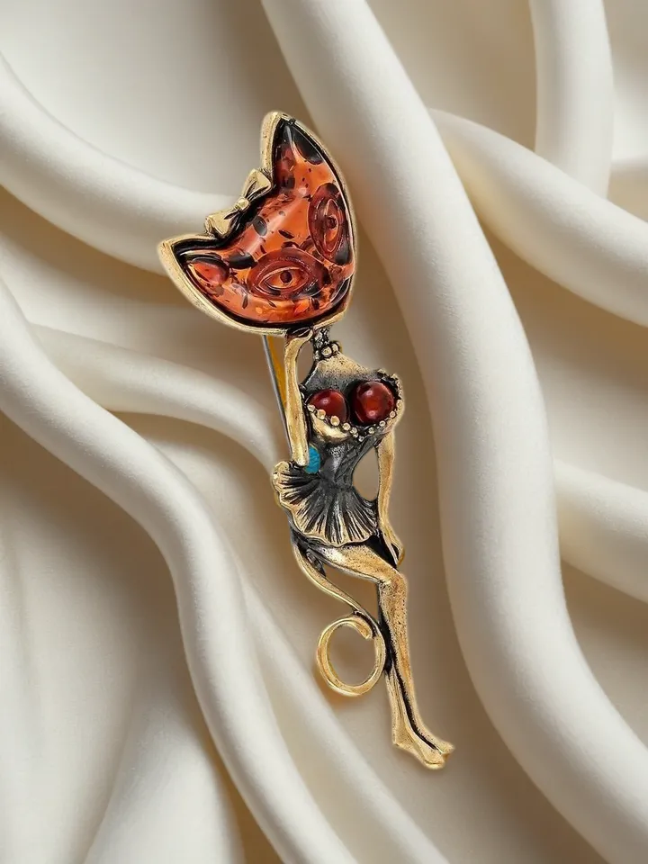 Exquisite Cat Brooch Big Long Cute Animal Lady Brooch Figured Brown Gold Gift For Her Women's jewelry