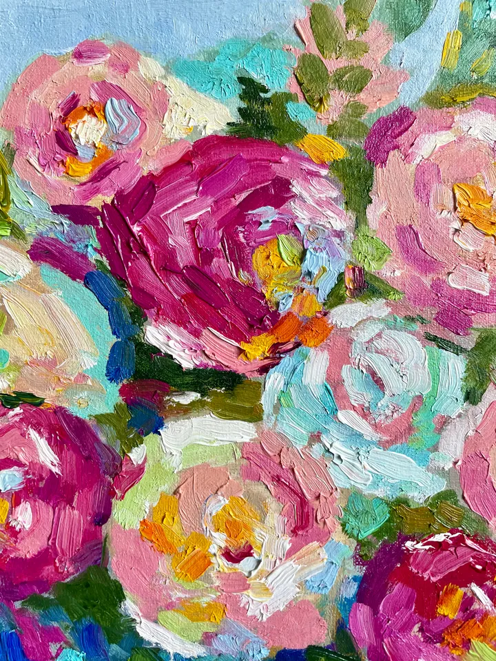 Peony painting Flowers Original oil painting on Canvas Floral boho fine art