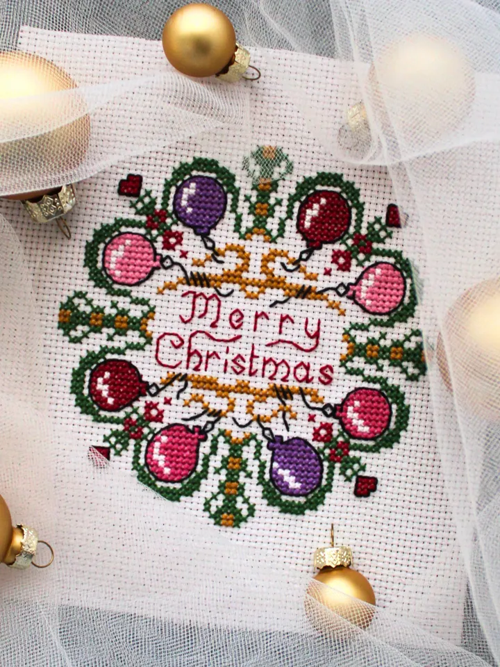 Cross stitch pattern Merry Christmas, simple and easy cross stitch pattern PDF
