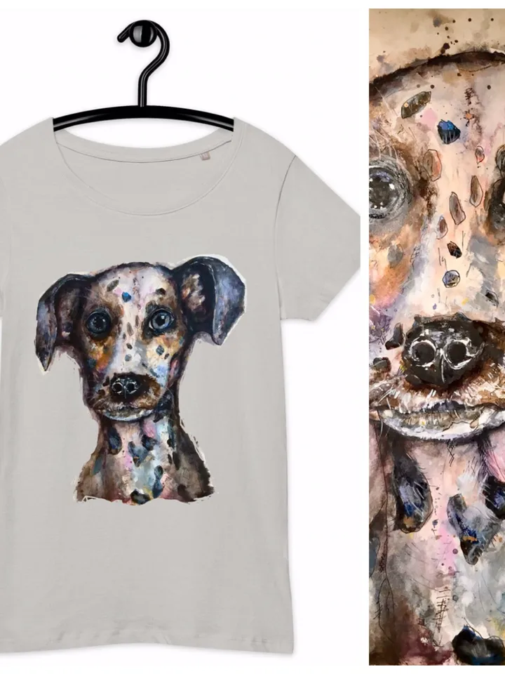 Dalmatian Women’s basic organic t-shirt made with my original watercolor painting,dog lovers wearable gifts,women soft cotton t shirts