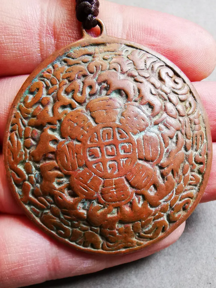 Gandhanra Acient Tibetan Buddhist Amulet,Melong Mirror, Calendar Badge,SIPAHO(srid pa ho),Unique 2 Sided Pattern