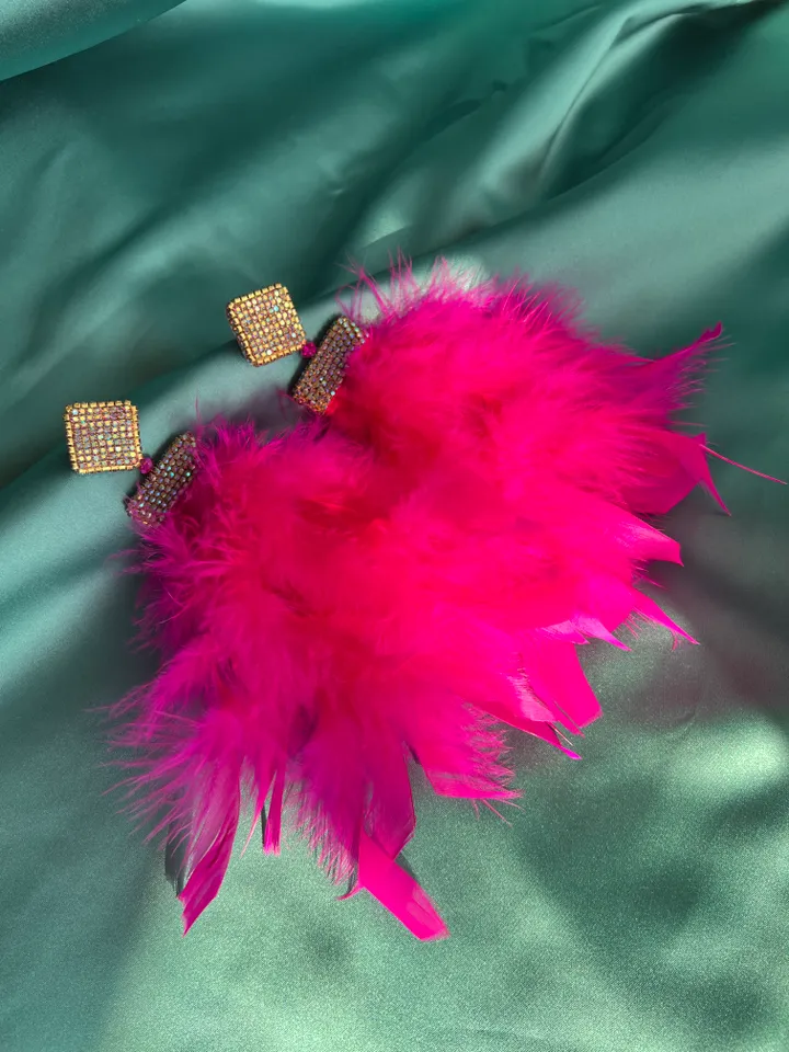 Feather and Crystal Earrings