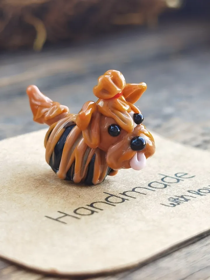 GLASS FIGURINES yorkshire terrier figurine yorkshire terrier GIFT Dog ornament Glass Dog Glass yorkshire terrier art Tiny yorkshire terrier