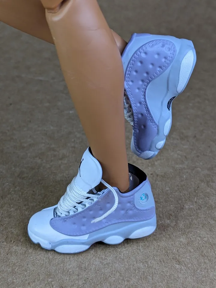 Premium purple & white sneakers for 12 inch male dolls