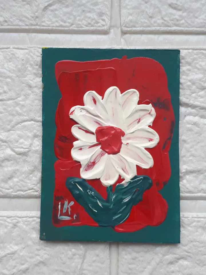 ACEO Original Abstract Flower Painting, Floral Miniature Collectible Art
