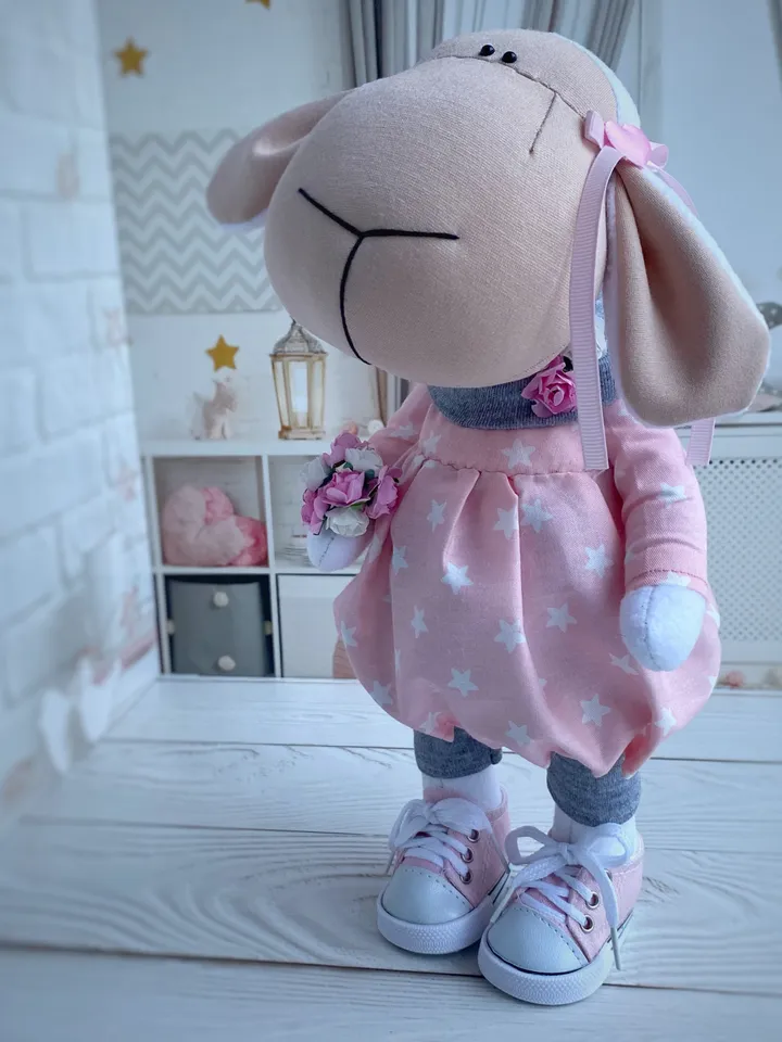 Sheep doll sewing pattern, DIY doll tutorial, Doll body making, DIY soft doll, Rag doll pattern.