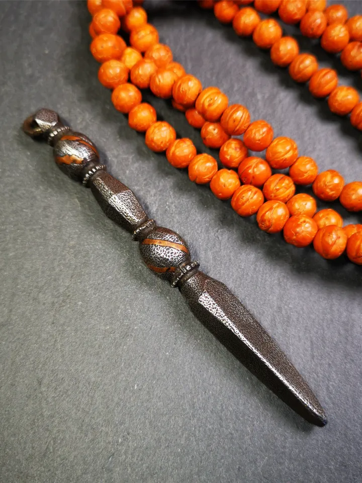 Gandhanra Handmade Tibetan Amulet ,Kila(Dorje Phurba) , Trantic Buddhism Ritual Implement Pendant,Made of Cold Iron,4.0"