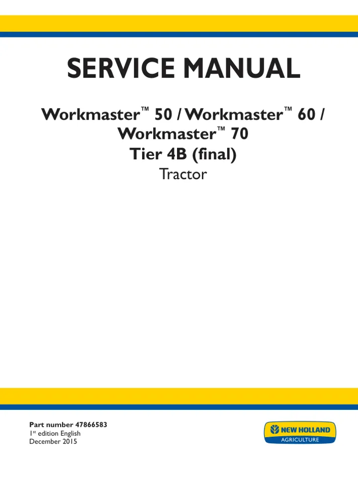 New Holland Workmaster 50 60 70 Tractor Service Repair Manual