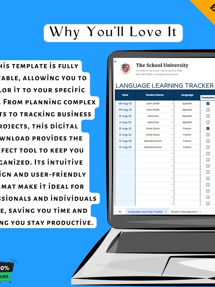 Language Learning Tracker Template, Editable Google Sheets Digital Download, Easy-to-Use Language Progress Journal, Study Planner