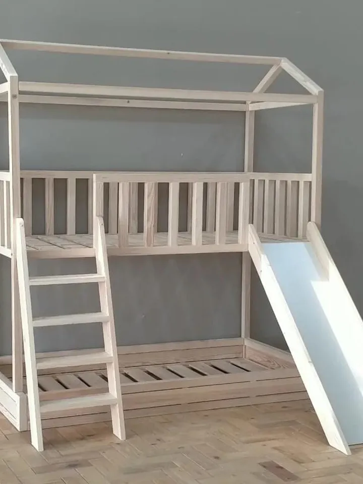 Handmade Inspired Toddler | Furniture & Toys Children's modern Bed Playhouse with slide