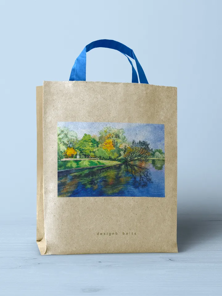 Autumn in the park Watercolor landscape Digital file for printing Poster