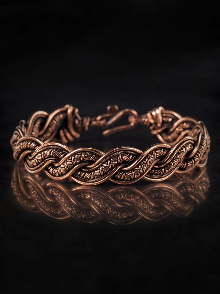 Copper wire wrapped bracelet for woman 7th Anniversary gift