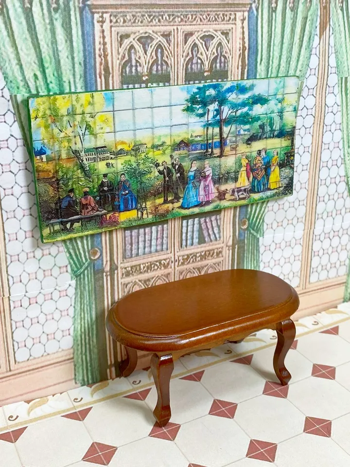 Dollhouse panel. 1:12. Handcrafted. Imitation tiles. Wall panel. Miniature dollhouse.