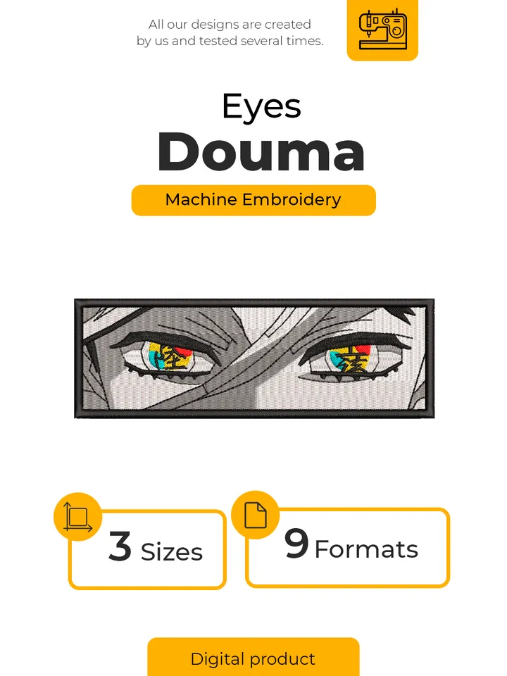 Douma Eyes mbroidery Design File/ Kimetsu no yaiba Anime Embroidery Design/ Machine Design. Swoosh