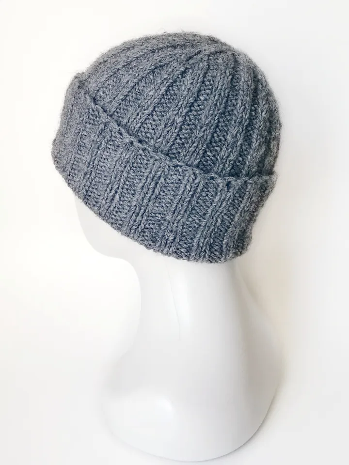 Handmade Grey Men's Beanie with Cuff - Luxuriously Warm Merino-Alpaca Blend Knit Hat, Handcrafted Warm Winter Wool Cap. FREE SHIPPING!