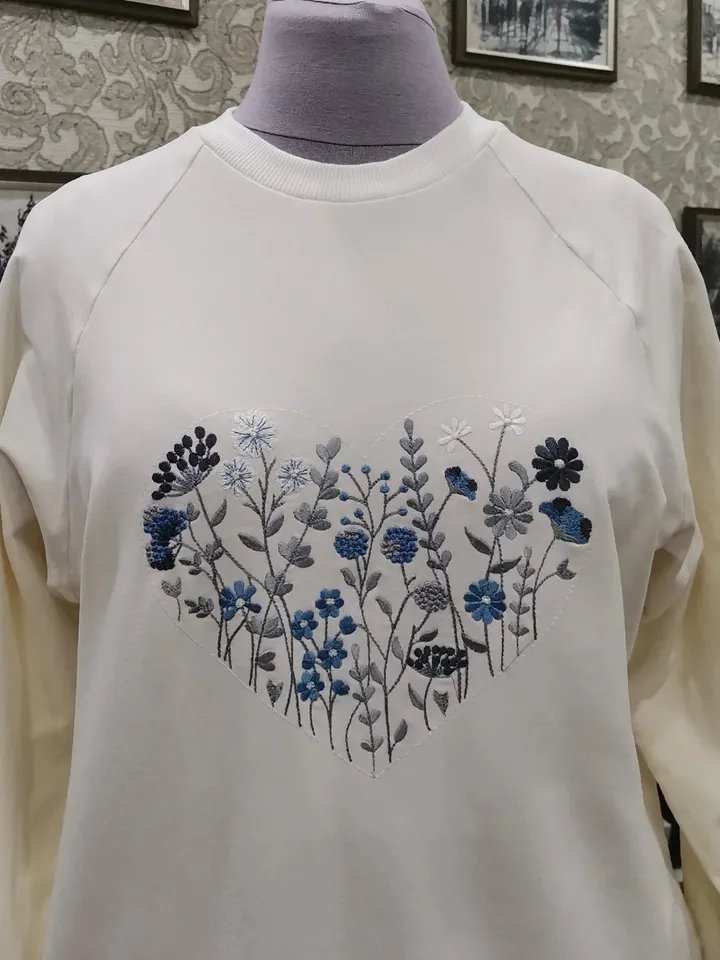 Machine Embroidery Design Field herbs in a heart floral embroidery pattern flower embroidery digital file