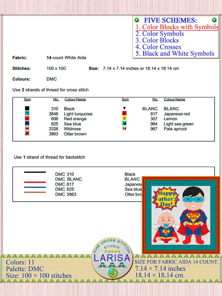 Happy Father’s Day Cross Stitch Pattern | Super Dad