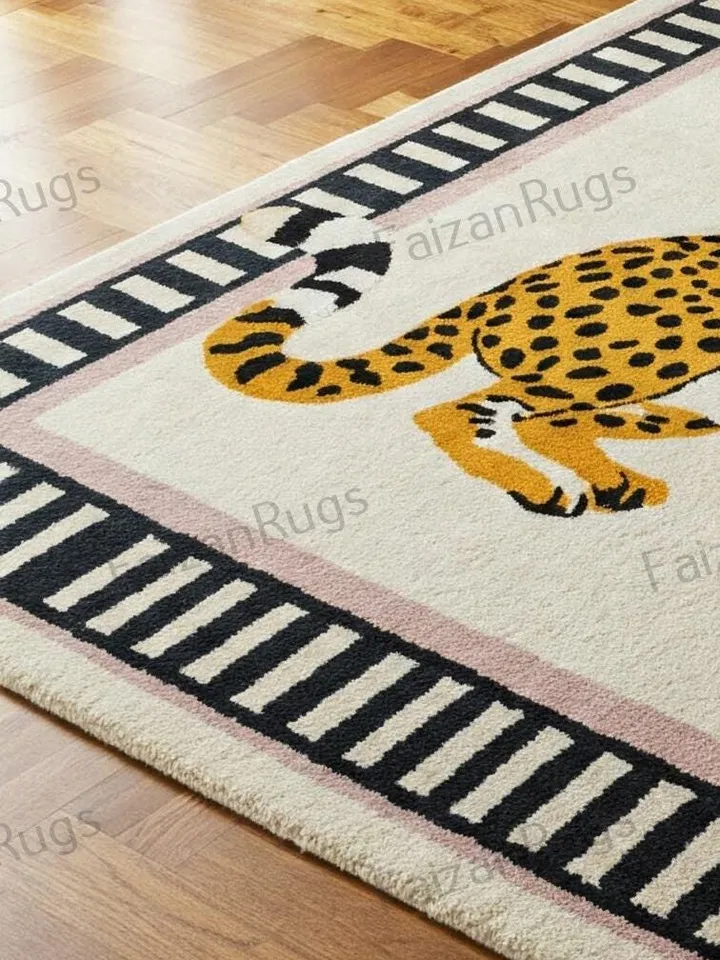 Leopard rug, modern hand tufted rug, Handmade, leopard, rugs for bedroom, customized area rug, Bedroom rug, 9x12 area rug, 3x5,4x6,5x7,8x10.
