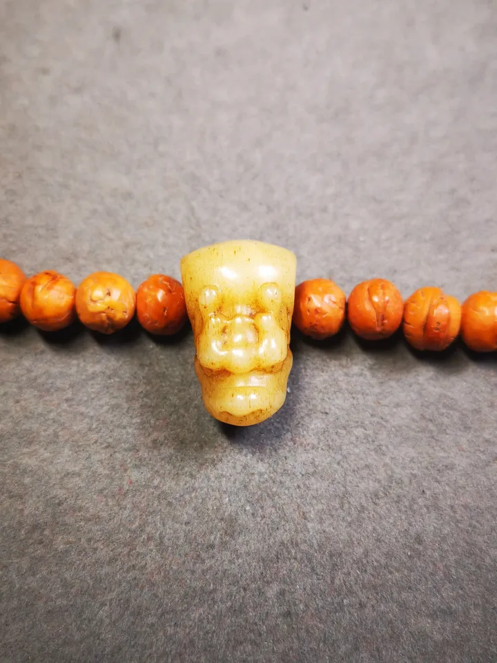 Gandhanra Tibetan Yak Bone Carved Dragon Shape Guru Bead,T-drilled 3-Hole Prayer Bead,Mala Bead,Connector Bead for Buddhist Bead Accessories