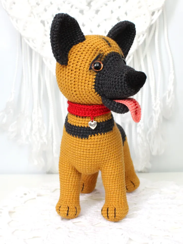 Shepherd dog crochet pattern PDF in English Realistic puppy Amigurumi toy German shepherd