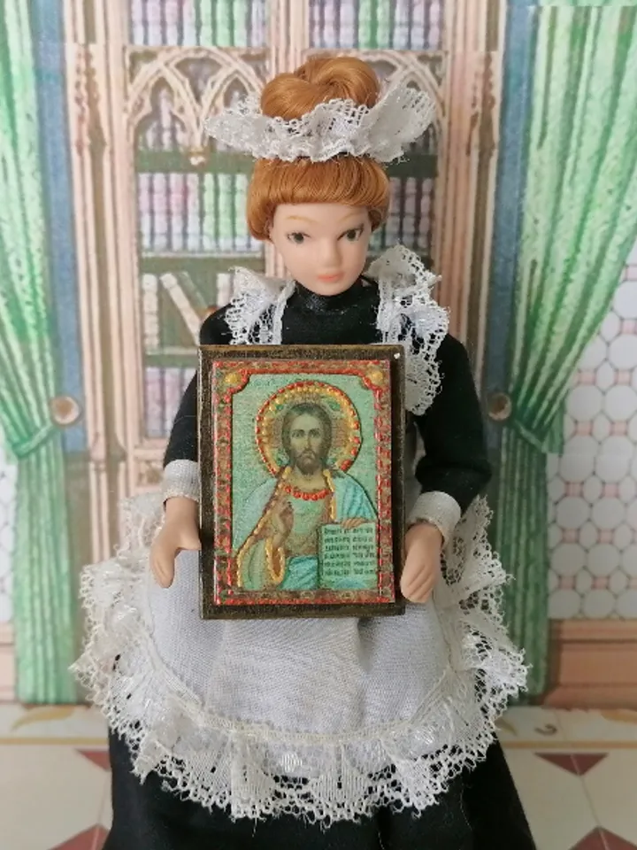 Miniature icon. Christmas.1:12 scale.Dollhouse miniature. Christmas. 1:12.