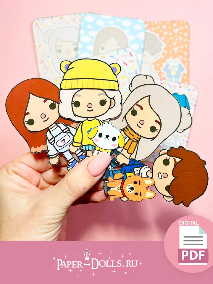 Toca Boca Paper Dolls with Clothes to Cut Out
