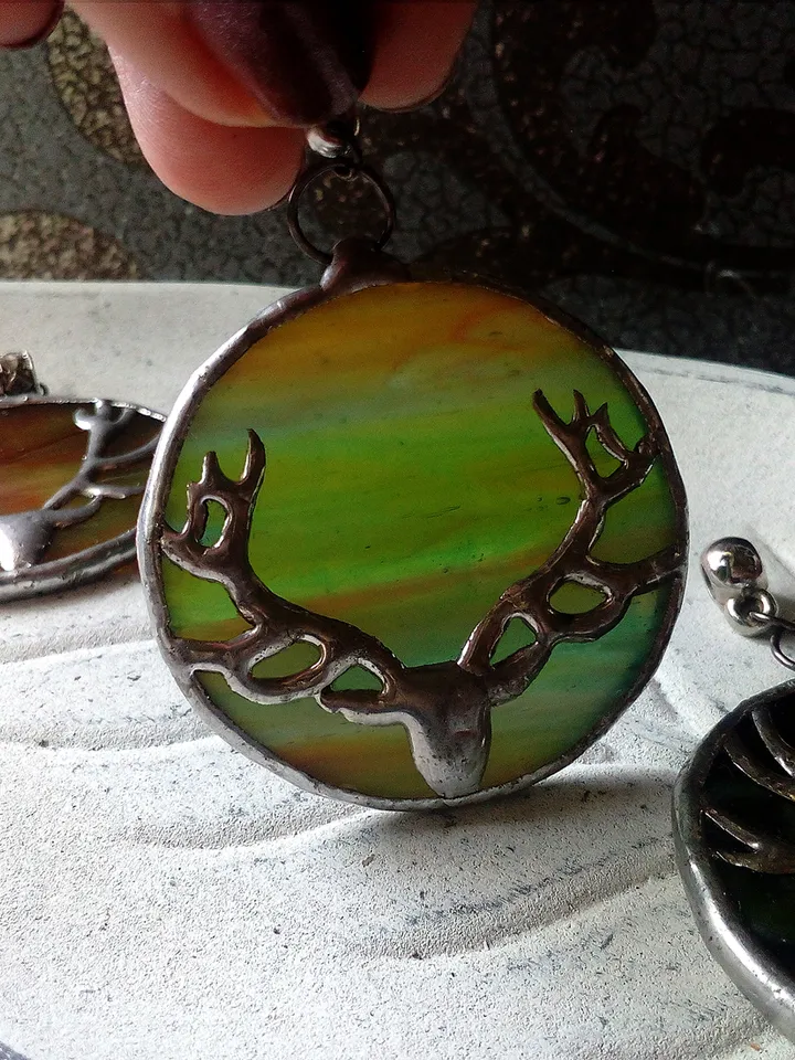 Deer antler jewelry, Deer head necklace, Noel, Yule jewelry. Christmas deer, stag head pendant