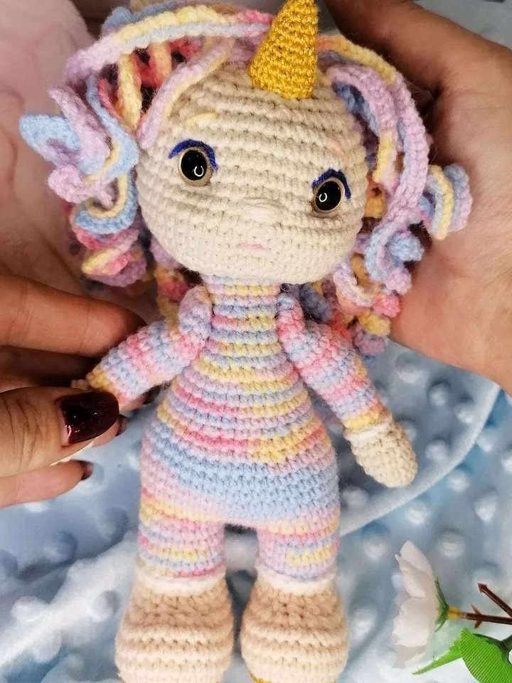 PDF Unicorn Doll crochet pattern, Crochet doll pattern, amigurumi small doll, Amigurumi unicorn, Cute doll amigurumi pattern