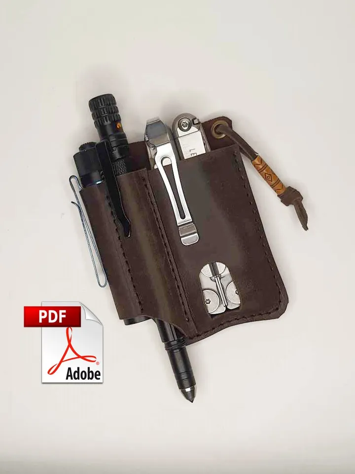 Leather EDC, Belt Case Pattern, leather organizer, Leather Multitool Sheath, Leather man sheath, multitool, tactical pen, flashlight PDF.
