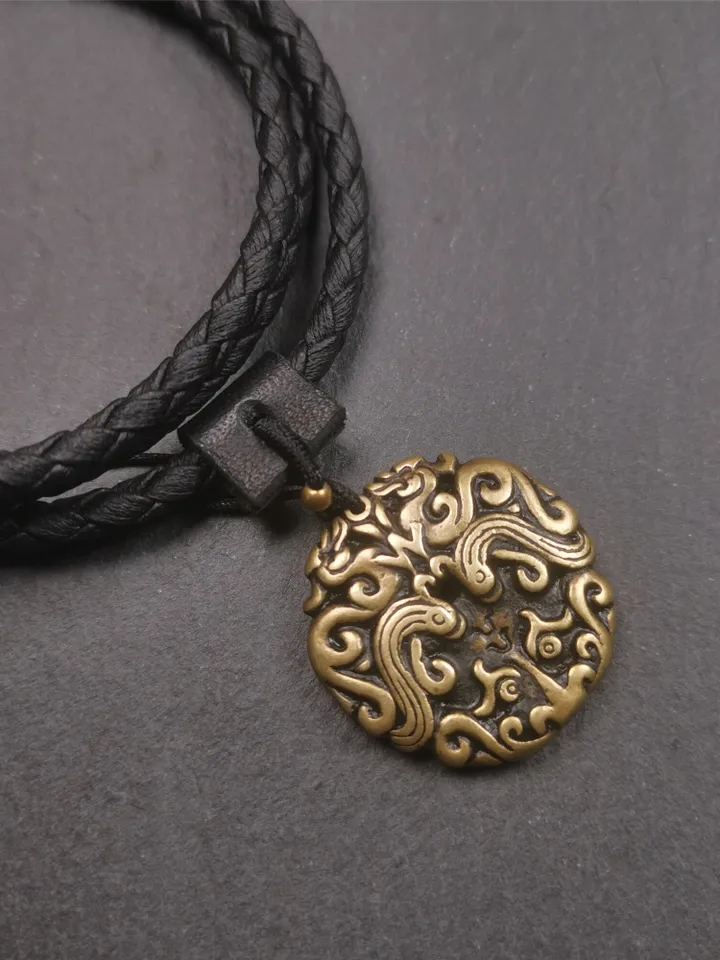Gandhanra Antique Tibetan Amulet,Kirtimukha Pendant, Buddhist Dragon Badge, 60 Years Old