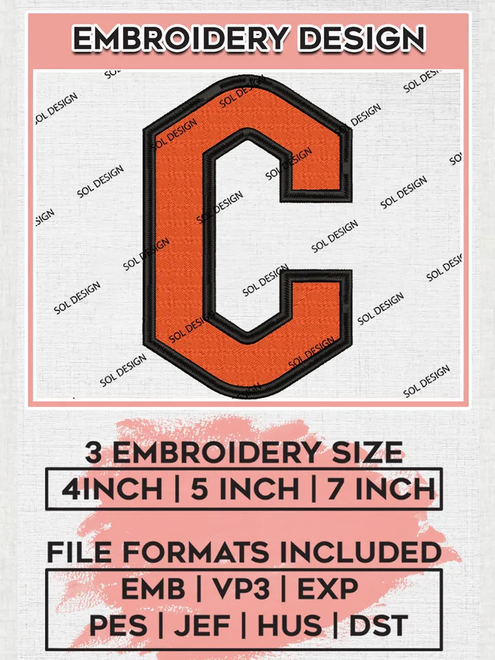 NCAA Fighting Camels Football Team Letter Logo Embroidery Design Files, NCAA Campbell Fighting Camels Machine Embroidery, NCAA Teams, Game Day, 3 sizes, NCAA Machine embroidery designs, Digital Download