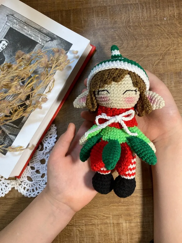 PDF Christmas Elf Doll, Christmas amigurumi pattern, Christmas ornament Elf, Christmas decoration Christmas crochet Amigurumi Christmas Doll