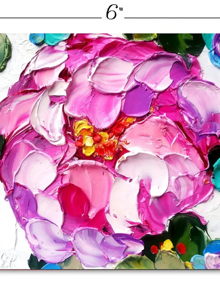 Peony Painting Flower Original Art Impasto Painting Peonies Small Flowers Wall Art by ArtProkopaloSv