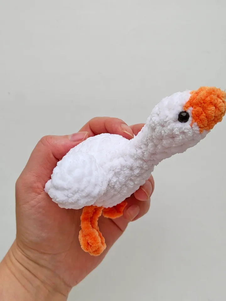 White plush toy goose Handmade