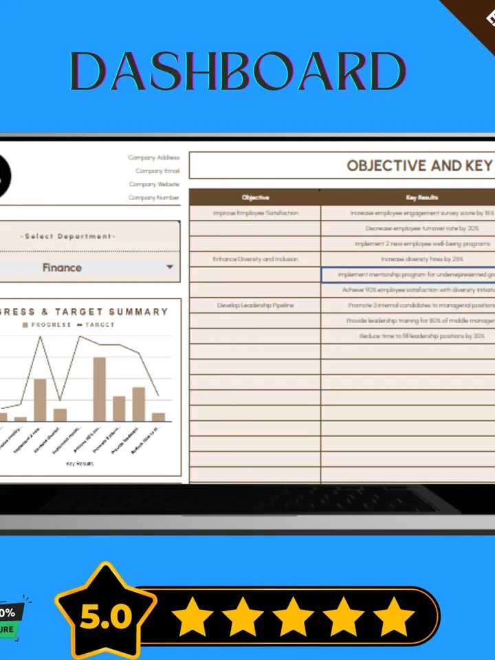 Objective and Key Results (OKRs) Tracker HR Template, Google Sheets, Performance Management Tool