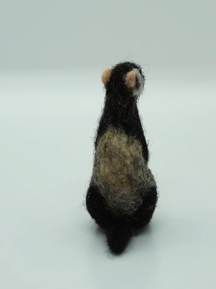 Needle felted ferret miniature, tiny ferret portrait, pet portrait, ferret figurine