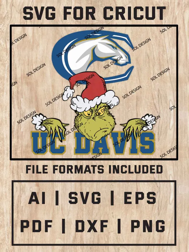 Grinch UC Davis Aggies SVG, NCAA SVG Design, NCAA UC Davis Aggies SVG, NCAA Aggies Cricut, Christmas Svg, Grinch svg, Digital Download